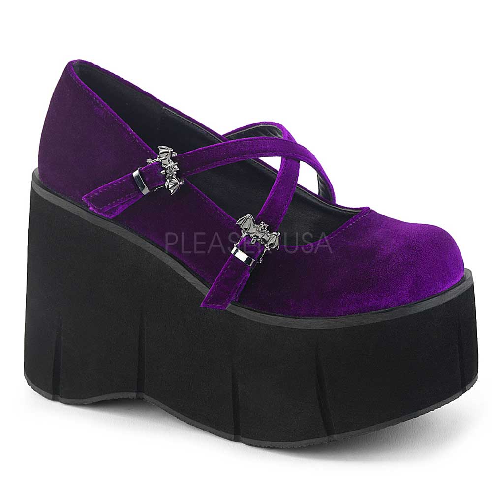EU 37 Demonia KERA-10 Burgundy Velvet UK 4