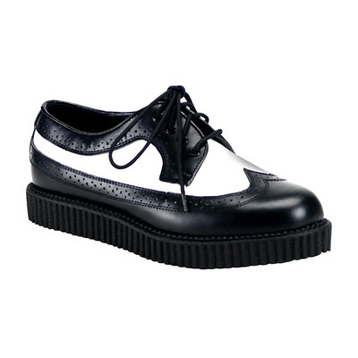 Creeper-608 zwart/wit leer- emo, vintage Creeper-608 zwart/wit leer- emo, vintage