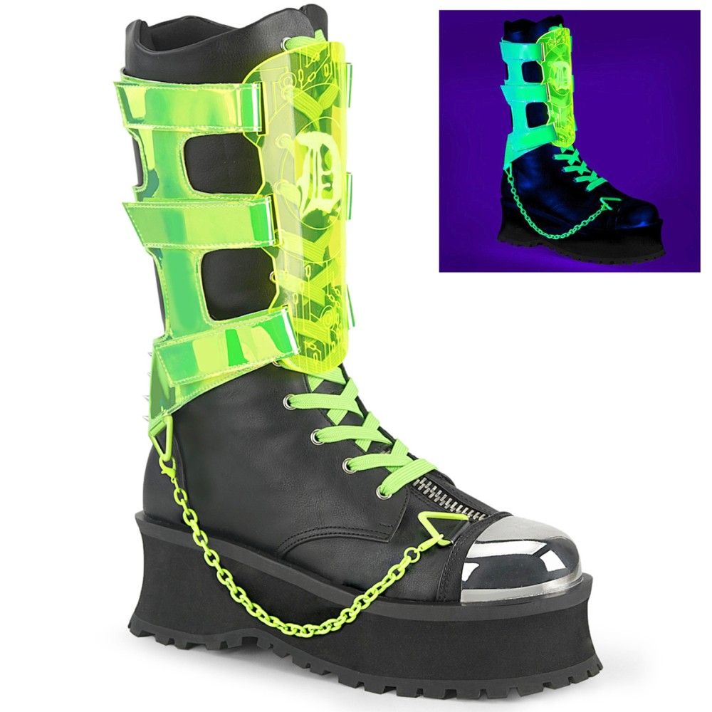 Demonia Demonia Platform Boots GRAVEDIGGER255 Black/Green | Attitude Eu