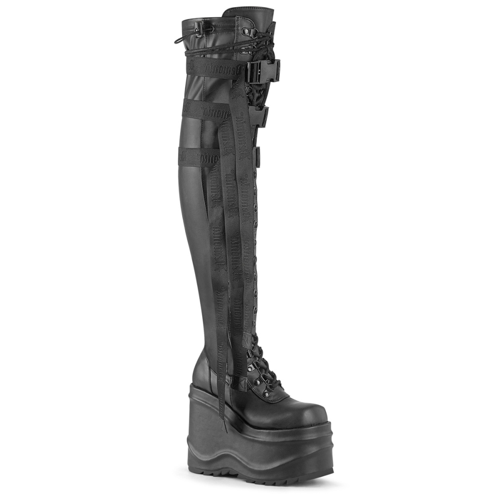Demonia Demonia Platform overknee Boots WAVE315 Black | Attitude Europe