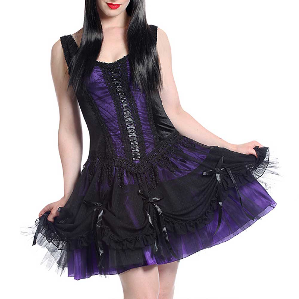 black and purple short dress