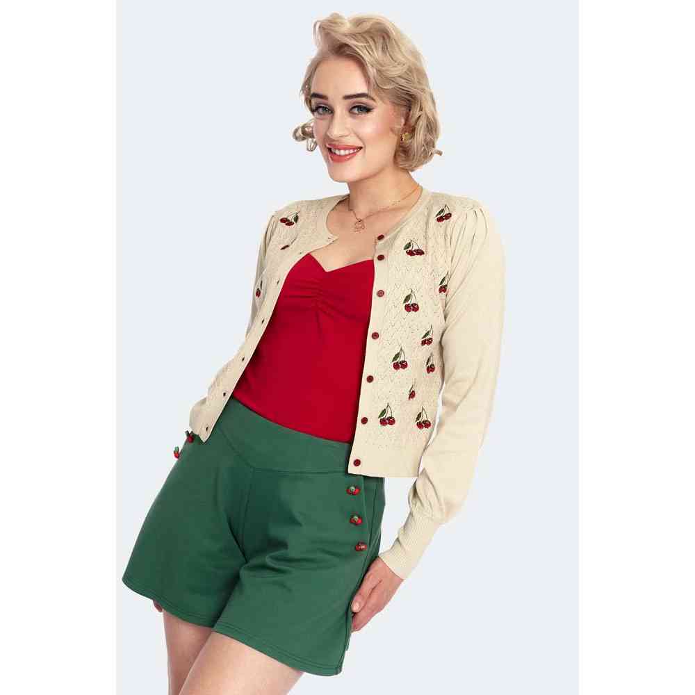 Voodoo Vixen Voodoo Vixen - Cherry Embroidery Bell Sleeve Cardigan - Cr