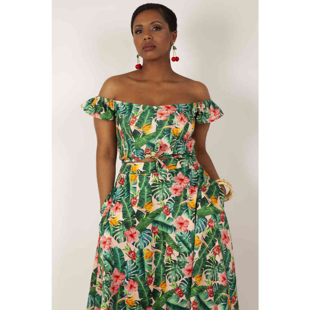 Voodoo Vixen Voodoo Vixen - Valentina Floral Tropical Print Crop top -