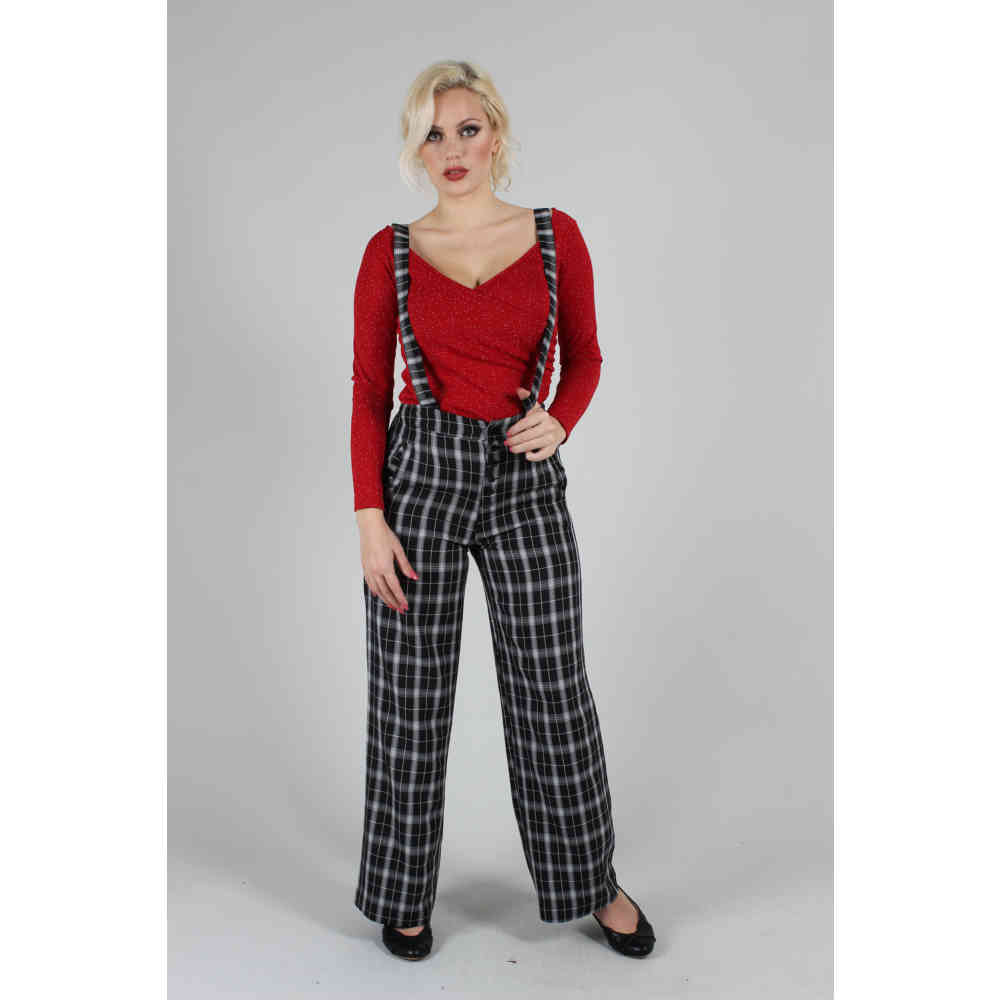 wide leg trousers with braces