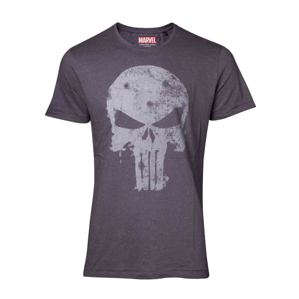 Punisher Short Sleeve Tee Shirt Charcoal White Skull Authentic Marvel Comics