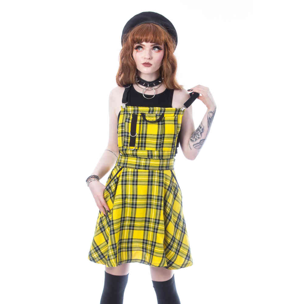 black tartan pinafore dress