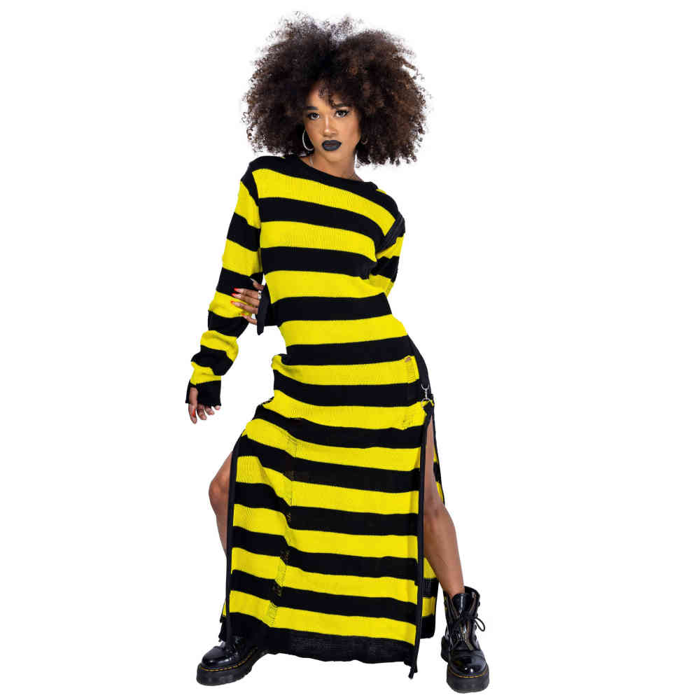 Heartless Heartless - Petunia Maxi long dress - Black/Yellow | Attitude