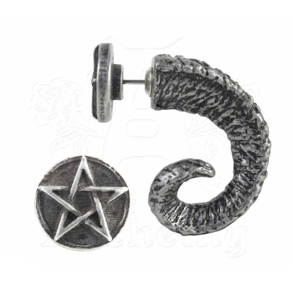 Alchemy Gothic Magic Rams Horn Fake Stretcher Stud Earring Silver Pe Magic Ram S Horn Fake Stretcher Stud Ear