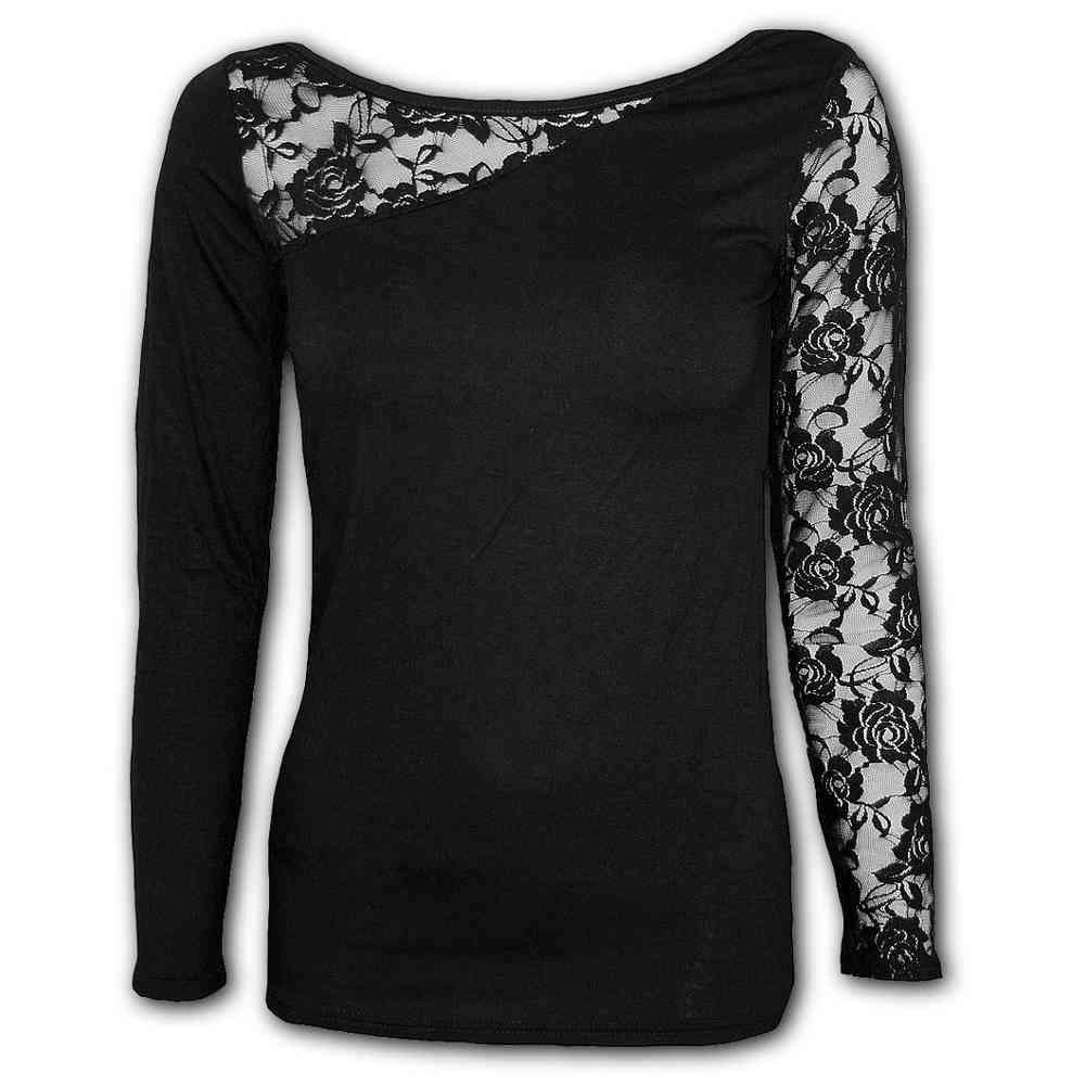 Spiral Direct LACE NECK CORSET Top//Goth//Rose//Steampunk//Dragon//Rock//Metal//Tee