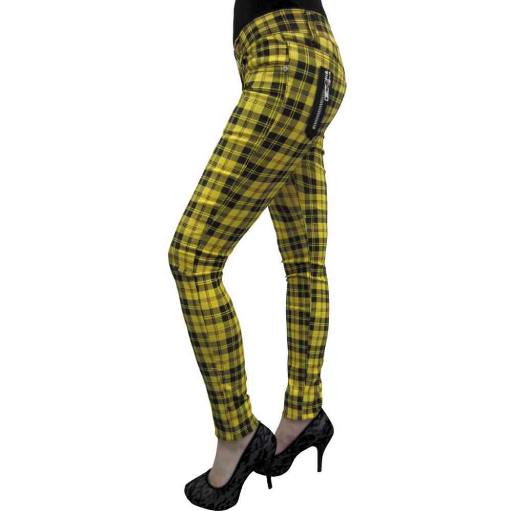 checked yellow trousers