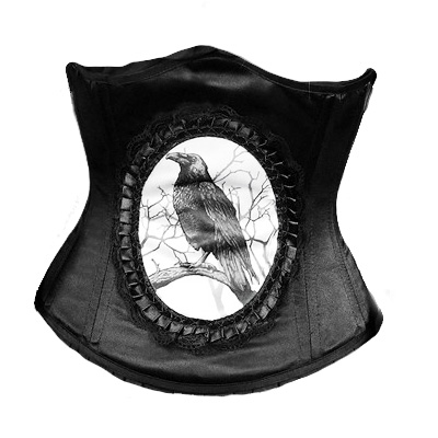 Dark Raven underbust met raaf in cameo z Dark Raven underbust met raaf in cameo z