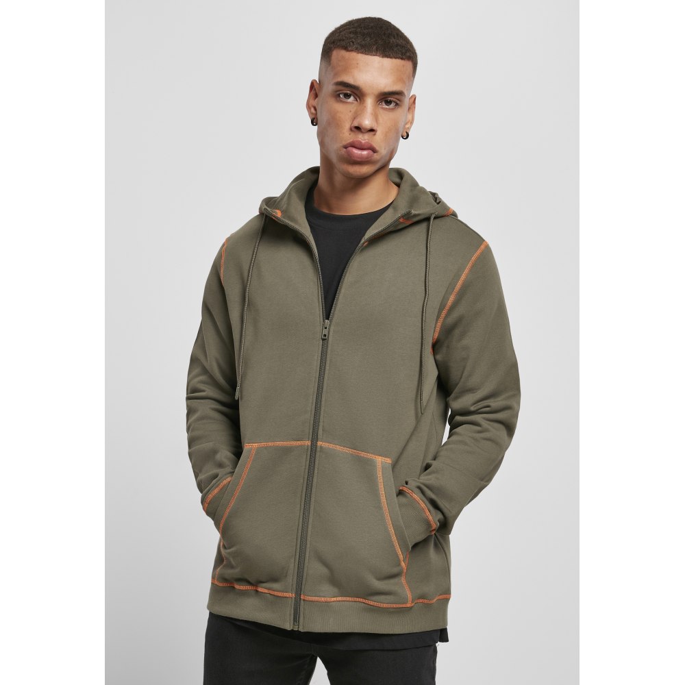 Urban Classics Organic Contrast Flatlock Stitched Zip Hoody Felpa con Cappuccio Uomo Urban Classics Organic Contrast Flatlock Stitched Zip Hoody Felpa con Cappuccio Uomo