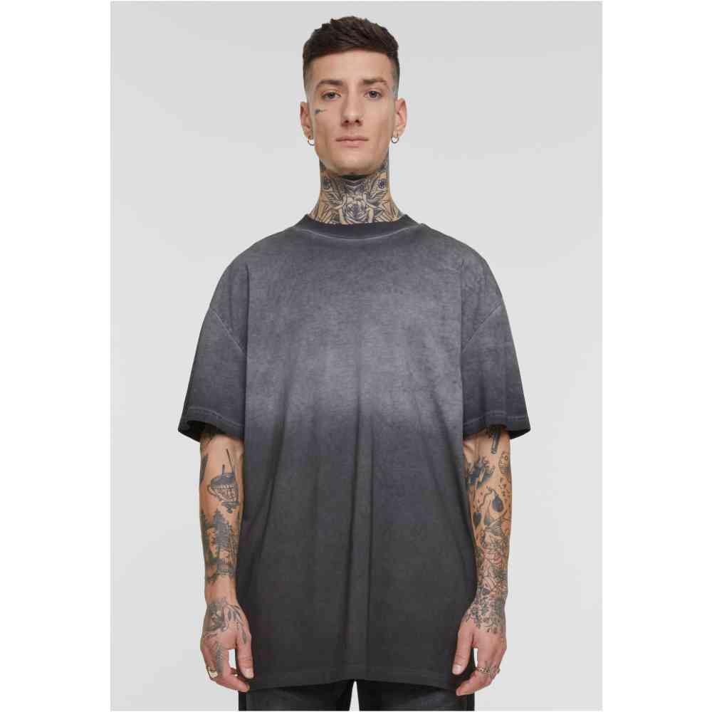Urban Classics Men’s Tie Dye T-Shirt – White/Black, Cotton Crew Neck, Regular Fit - View #12