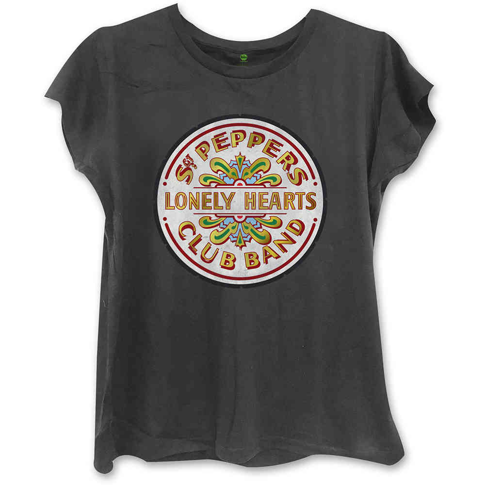 Sgt Pepper with Skinny Fitting Black The Beatles Ladies Fashion Tee