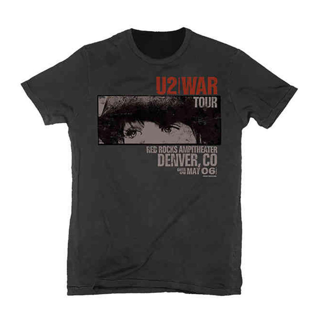 U2 Mens Tshirt War Red Rocks Black 