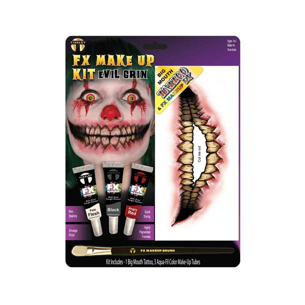 Tinsley Transfers Face Tattoo Evil Grin