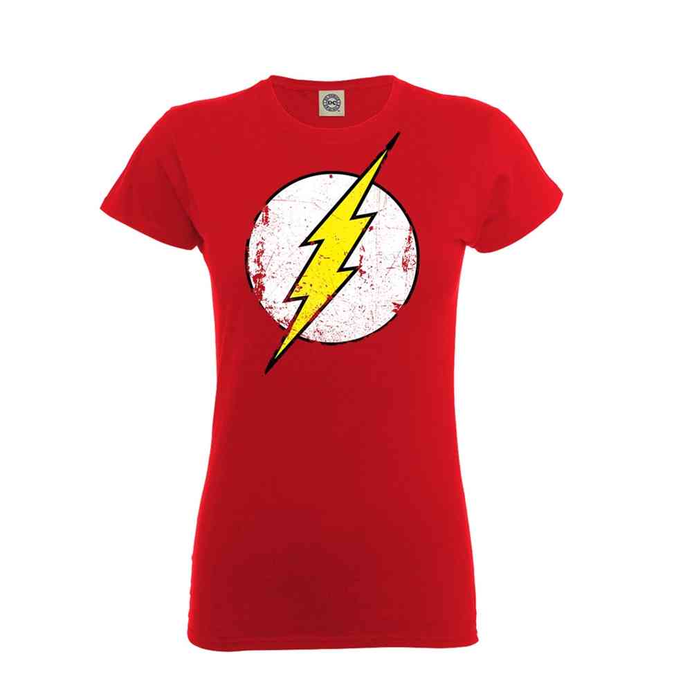 NEW /& OFFICIAL! T-Shirt Red The Flash /'Distressed Logo/'