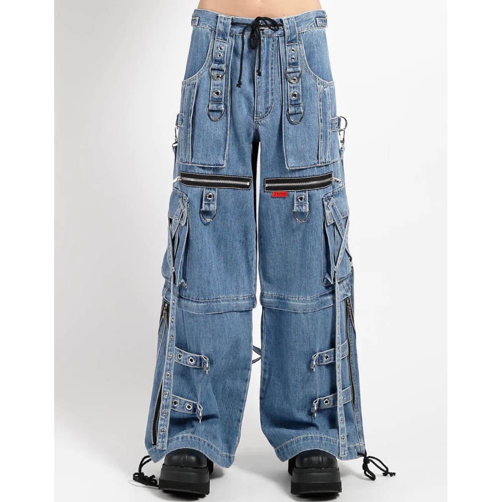 Tripp NYC Tripp NYC - X-Strap light blue denim Wide leg trousers - Zip-